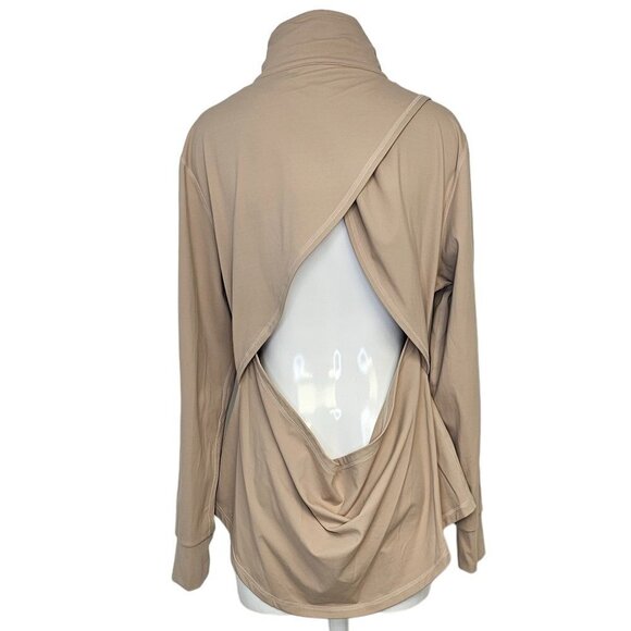 Buff Bunny Women's Cross Open Back Zip Up Jacket Sweater  Size XXXL Tan - Picture 2 of 9